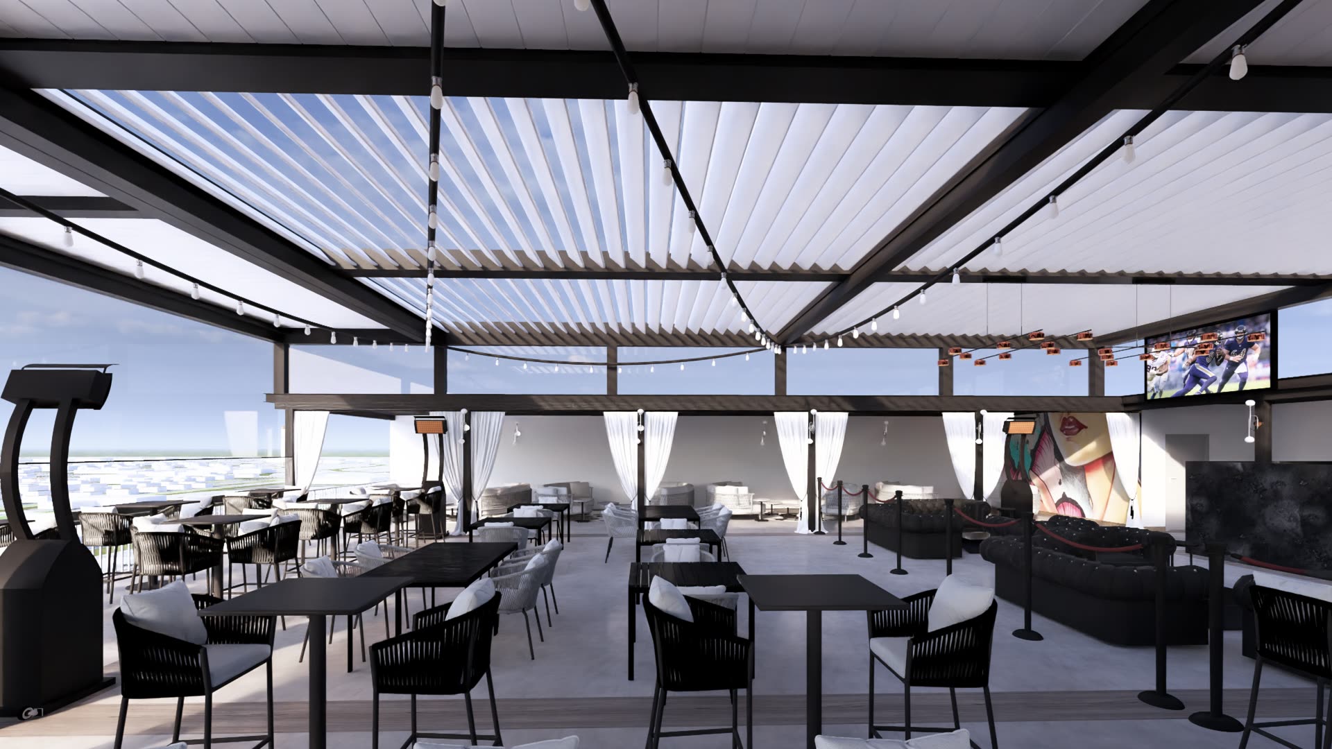 Lotus Rooftop Passaic NJ — Motorized Louvered Roof detail
